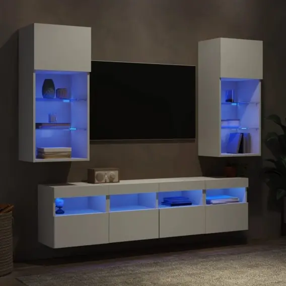 Kup online 5-częściowy zestaw mebli TV z LED, biały Lumarko! - Hurtownia wielobranżowa Lumarko